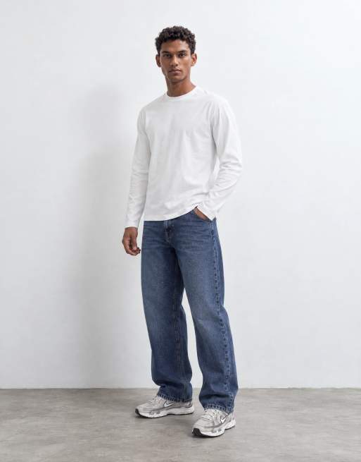 ASOS DESIGN breatheMAX™ heavyweight relaxed long sleeve t-shirt in white cotton blend , 8 of 10