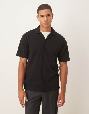 Asos Design Breathemax™ Heavyweight Relaxed Polo Shirt In Black