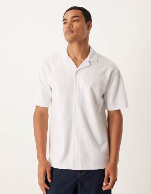 Asos Design Breathemax™ Heavyweight Relaxed Polo Shirt In White