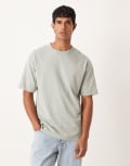 [ASOS DESIGN] ASOS DESIGN breatheMAX™ heavyweight relaxed t-shirt in sage cotton blend-Green 2XL Wrought iron