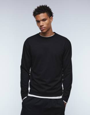 Asos Design Breathemax™ Heavyweight Relaxed T-shirt With Long Sleeves In Black