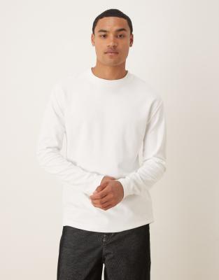 Asos Design Breathemax™ Heavyweight Relaxed T-shirt With Long Sleeves In White