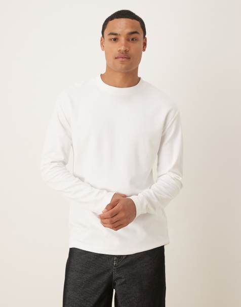 ASOS DESIGN breatheMAX™ heavyweight relaxed t-shirt with long sleeves in white cotton blend - view 1