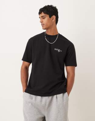 Asos Design Breathemax™ Heavyweight Relaxed T-shirt With Text Graphic In Black
