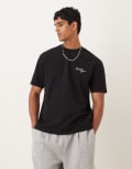 [ASOS DESIGN] ASOS DESIGN breatheMAX™ heavyweight relaxed t-shirt with text graphic in black M BLACK