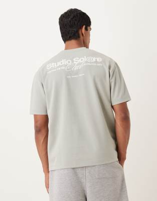 ASOS DESIGN breatheMAX™ heavyweight relaxed t-shirt with text graphic in sage green