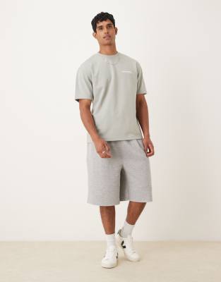 Asos Design Breathemax™ Heavyweight Relaxed T-shirt With Text Graphic In Gray