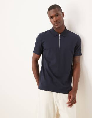 breatheMAX™ heavyweight zip polo in navy