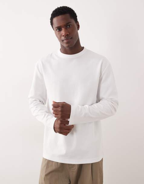 ASOS DESIGN - breatheMAX™ - Hvid afslappet T-shirt med lange ærmer i kraftig bomuldsblanding - view 1