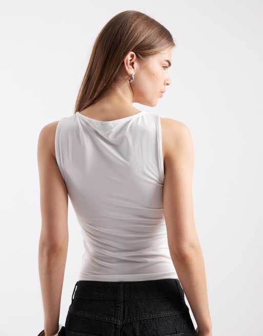 ASOS DESIGN - BreatheMAX™ - Hvid camitop i polyamid med firkantet hals, 3 af 4