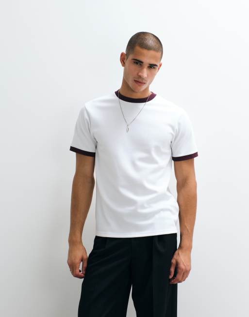 ASOS DESIGN - BreatheMAX - Hvid T-shirt i Regular Fit med ringer-design, 5 af 5