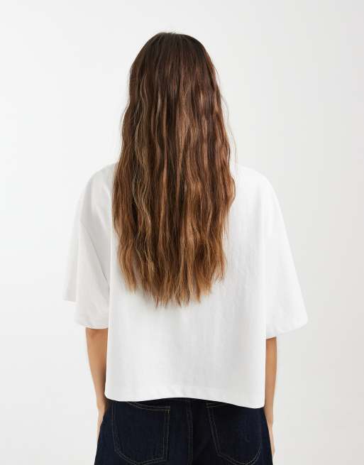 ASOS DESIGN breatheMAX™ interlock boxy crop short sleeve t-shirt in white, 4 of 4