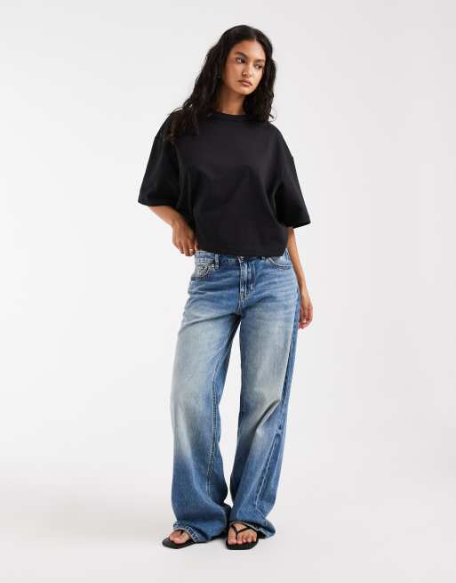 ASOS DESIGN breatheMAX™ interlock boxy cropped short sleeve t-shirt in black, 2 of 4