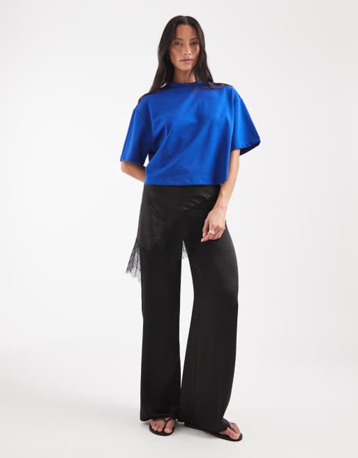 ASOS DESIGN breatheMAX™ interlock boxy cropped T-shirt med korte ærmer i klar blå, 2 af 4