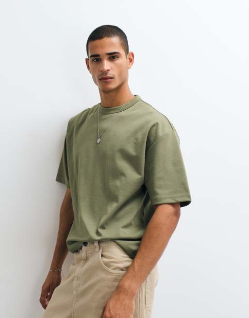 ASOS DESIGN – breatheMAX™ – Kakigrön, kraftig t-shirt i oversize av bomullsmix med boxig passform , 4 av 5