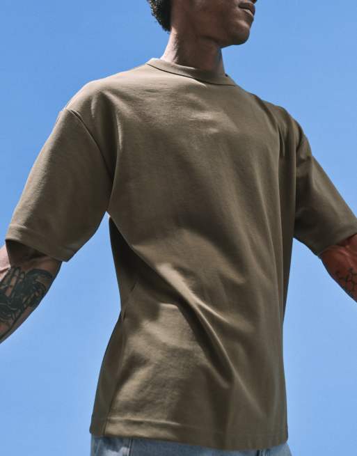 ASOS DESIGN – breatheMAX™ – Kakigrön, kraftig t-shirt i oversize av bomullsmix , 4 av 5
