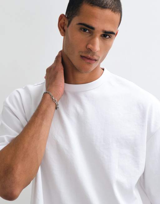 ASOS DESIGN breatheMAX™ kraftig oversize boxig t-shirt i vit bomullsmix, 3 av 5