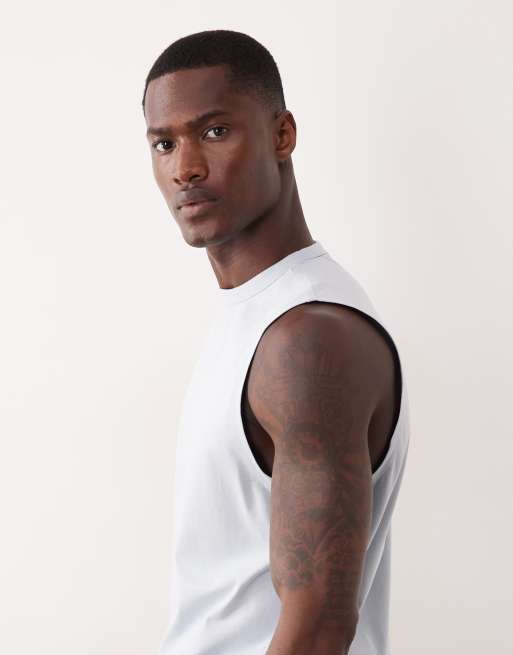 ASOS DESIGN - BreatheMAX™ Lite - Blå tanktop i bomuldsblanding i regular fit , 4 af 7