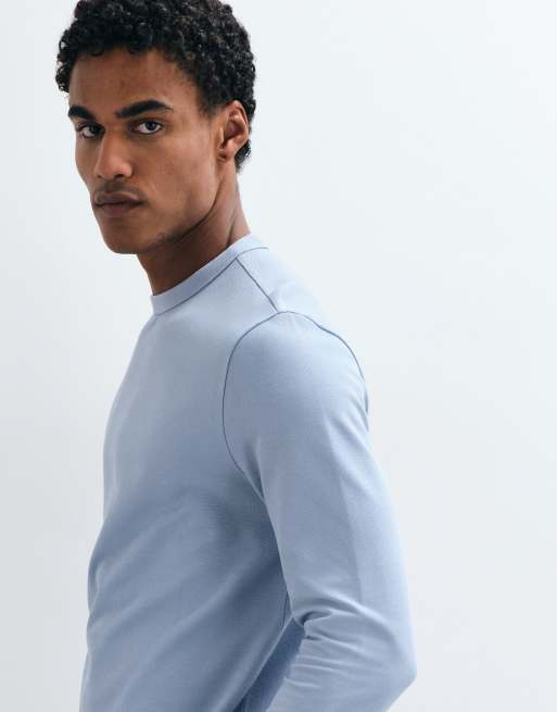 ASOS DESIGN breatheMAX™ Lite regular fit long sleeve t-shirt in blue pique , 3 of 5