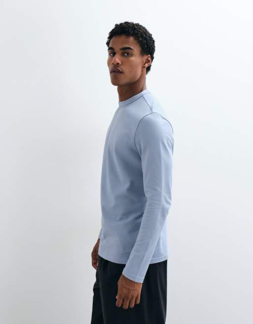 ASOS DESIGN breatheMAX™ Lite regular fit long sleeve t-shirt in blue pique , 4 of 5