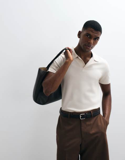 ASOS DESIGN breatheMAX™ Lite regular fit revere polo in beige pique - view 1