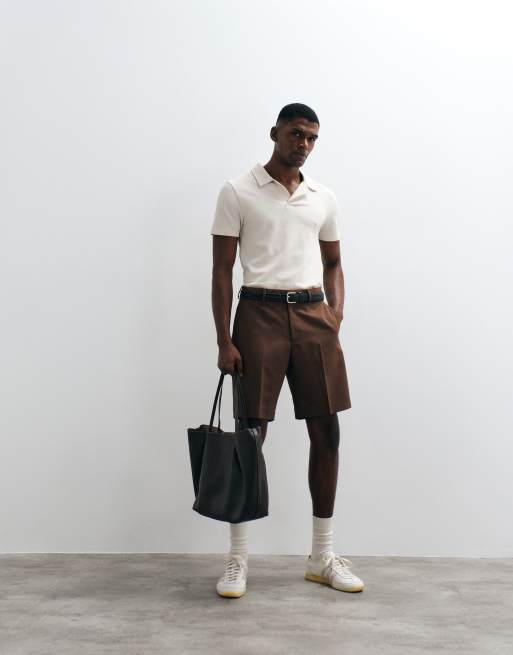 ASOS DESIGN breatheMAX™ Lite regular fit revere polo in beige pique , 3 of 5