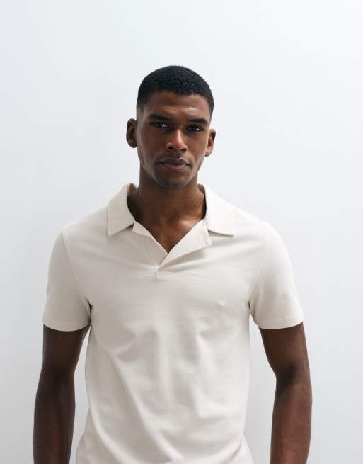 ASOS DESIGN breatheMAX™ Lite regular fit revere polo in beige pique , 4 of 5