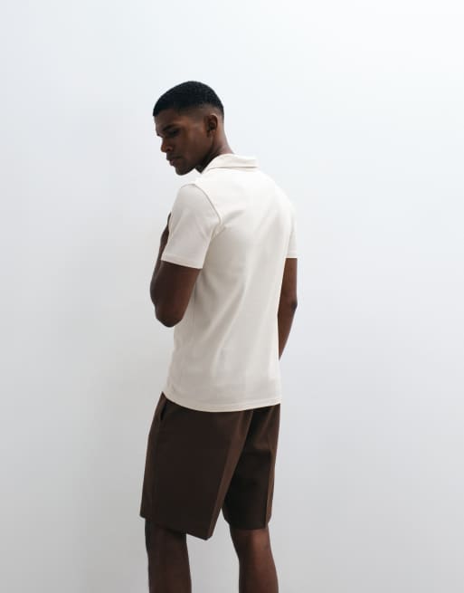 ASOS DESIGN breatheMAX™ Lite regular fit revere polo in beige pique , 5 of 5