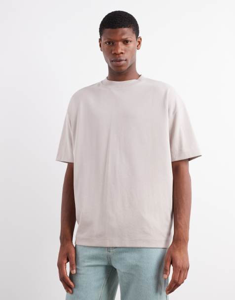 ASOS DESIGN – breatheMAX™ – Ljusbeige, kraftig t-shirt i oversize av bomullsmix - view 1