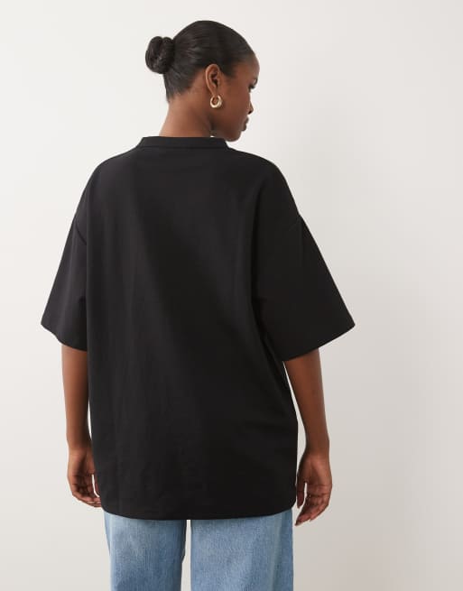 ASOS DESIGN breatheMAX™ long line heavyweight t-shirt in black, 4 of 4