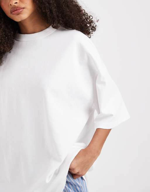 ASOS DESIGN breatheMAX™ longline heavyweight t-shirt in white, 3 of 4