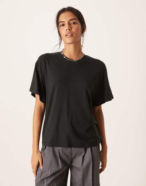 ASOS DESIGN breatheMAX™ lyocell drapey t-shirt in black - view 1