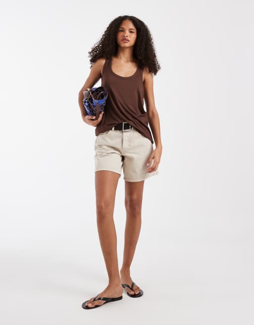 ASOS DESIGN breatheMAX™ lyocell slouchy scoop neck vest in chocolate, 3 of 4