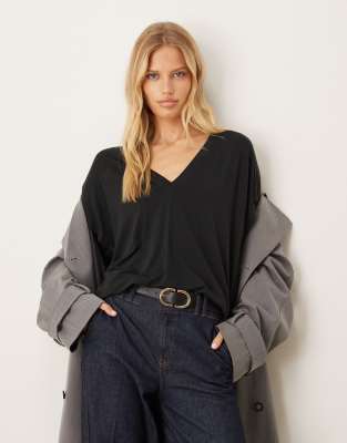 Asos Design Breathemax™ Lyocell V-neck T-shirt In Black