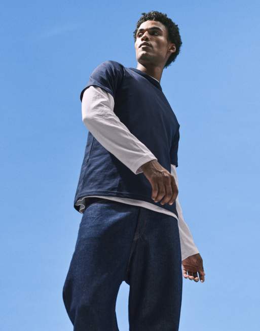 ASOS DESIGN – breatheMAX™ – Marinblå, kraftig t-shirt i bomullsmix och regular fit , 2 av 5
