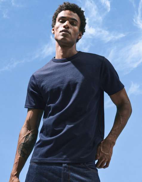 ASOS DESIGN - BreatheMAX™ - Marineblå T-shirt i kraftig bomuldsblanding med regular fit - view 1