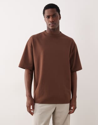 BreatheMAX - Oversize-T-Shirt aus schwerem Baumwollmix in Braun-Brown Brown S