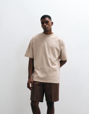 BreatheMAX - Oversize-T-Shirt aus schwerem Baumwollmix in Steinbeige-Neutral Neutral L