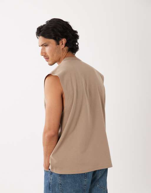 ASOS DESIGN – breatheMAX™ – Oversize-Tanktop aus schwerem Baumwollmix in Beige , 5 von 5