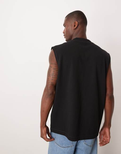 ASOS DESIGN – breatheMAX™ – Oversize-Tanktop aus schwerem Baumwollmix in Schwarz, 3 von 5