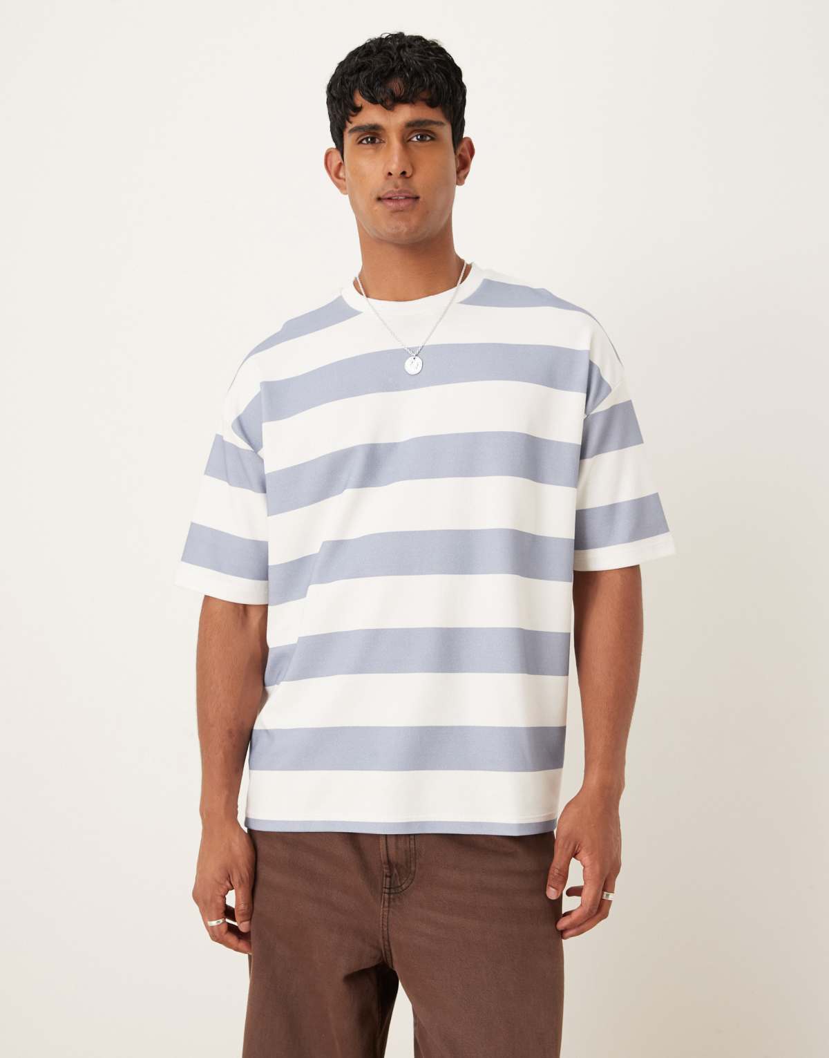 ASOS DESIGN breatheMAX™ oversized t-shirt in blue and white chunky stripe
