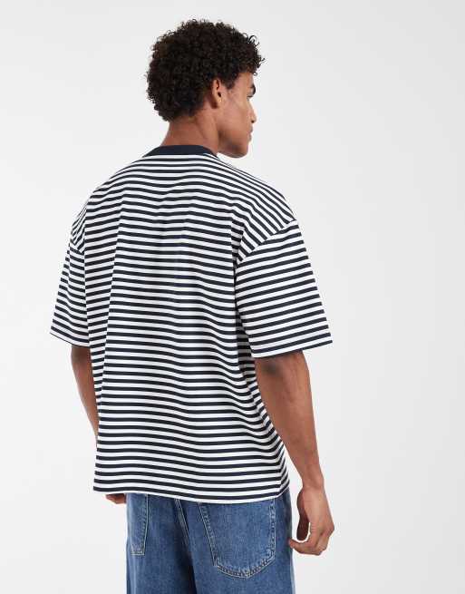 ASOS DESIGN breatheMAX™ oversized t-shirt in navy stripe , 3 of 5