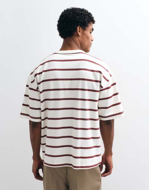 ASOS DESIGN breatheMAX™ oversized t-shirt in red stripe , 4 of 5