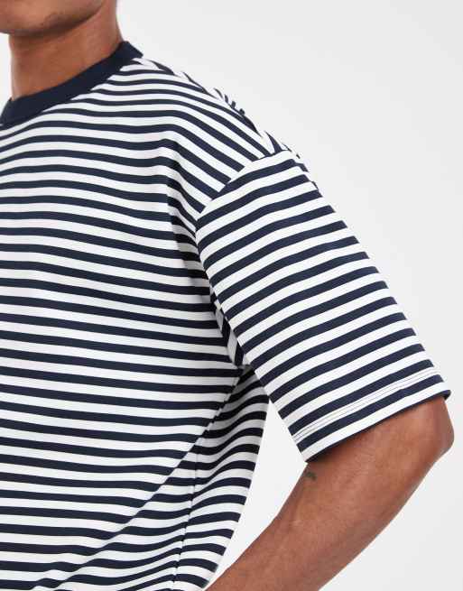 ASOS DESIGN - BreatheMAX™ - Oversized T-shirt med marineblå striber , 4 af 5