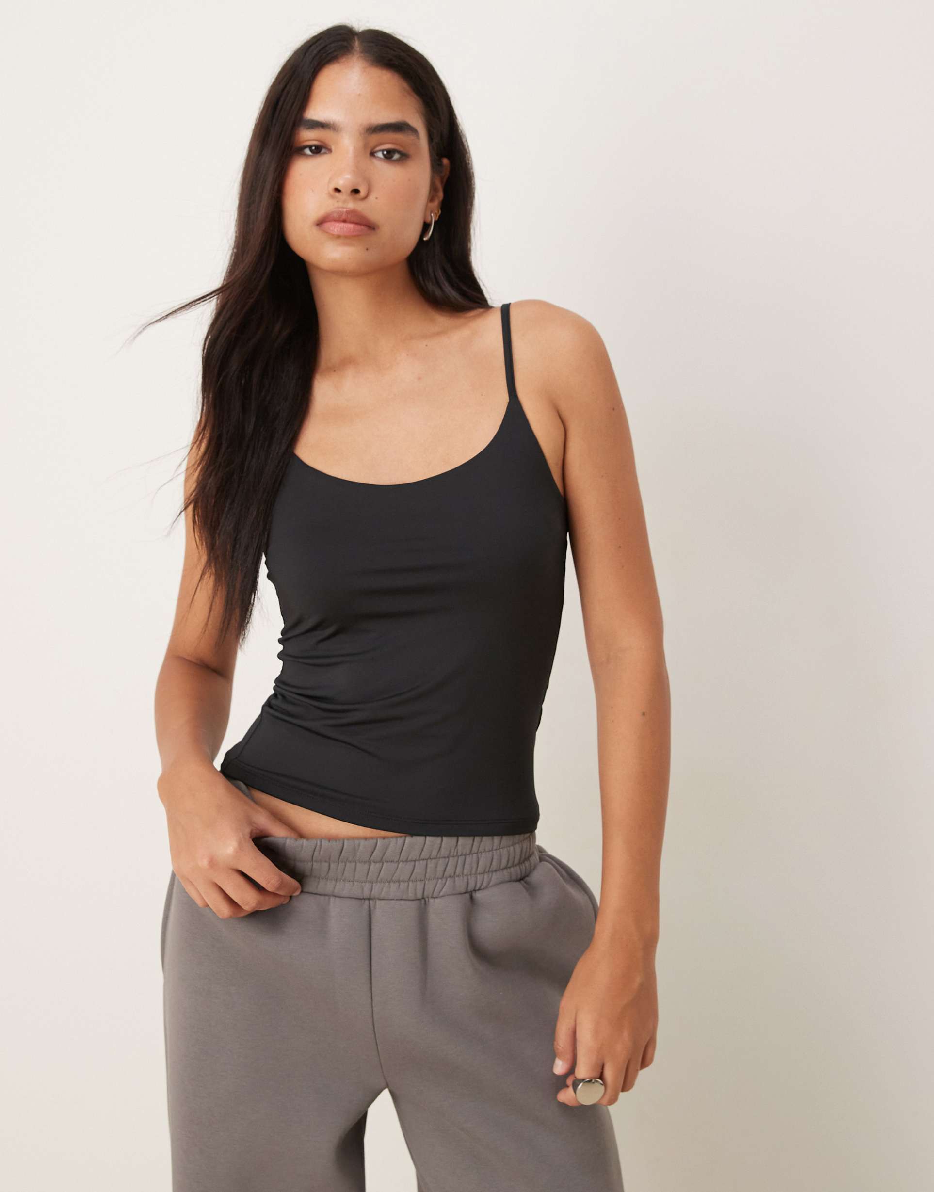 asos design breathemax™ polyamide cami tank top in black