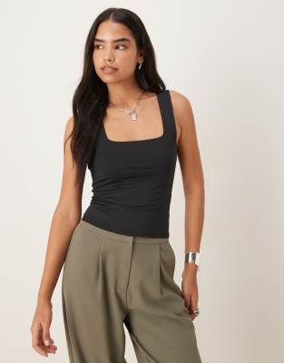 Asos Design Breathemax™ Polyamide Square Neck Cami In Black