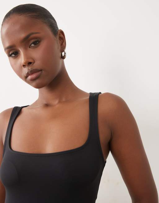 ASOS DESIGN breatheMAX™ polyamide square neck vest in black, 4 of 4