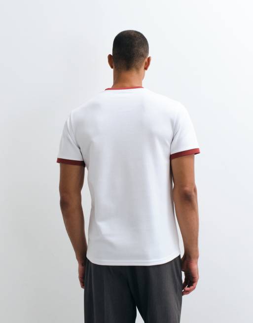 ASOS DESIGN breatheMAX regular fit ringer T-shirt i hvid og rød, 5 af 5