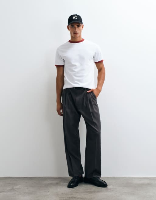 ASOS DESIGN breatheMAX regular fit ringer t-shirt in white and red, 3 of 5