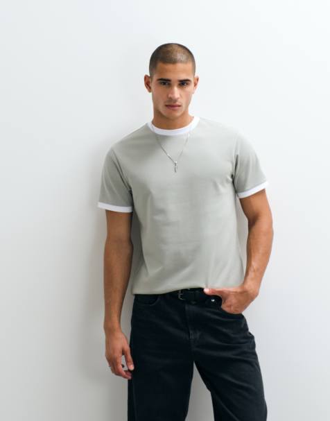 ASOS DESIGN breatheMAX™ regular fit t-shirt with tonal ringer in light green - view 1
